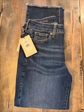 NYDJ Dark Indigo Straight Ankle Raw-Hem Jeans